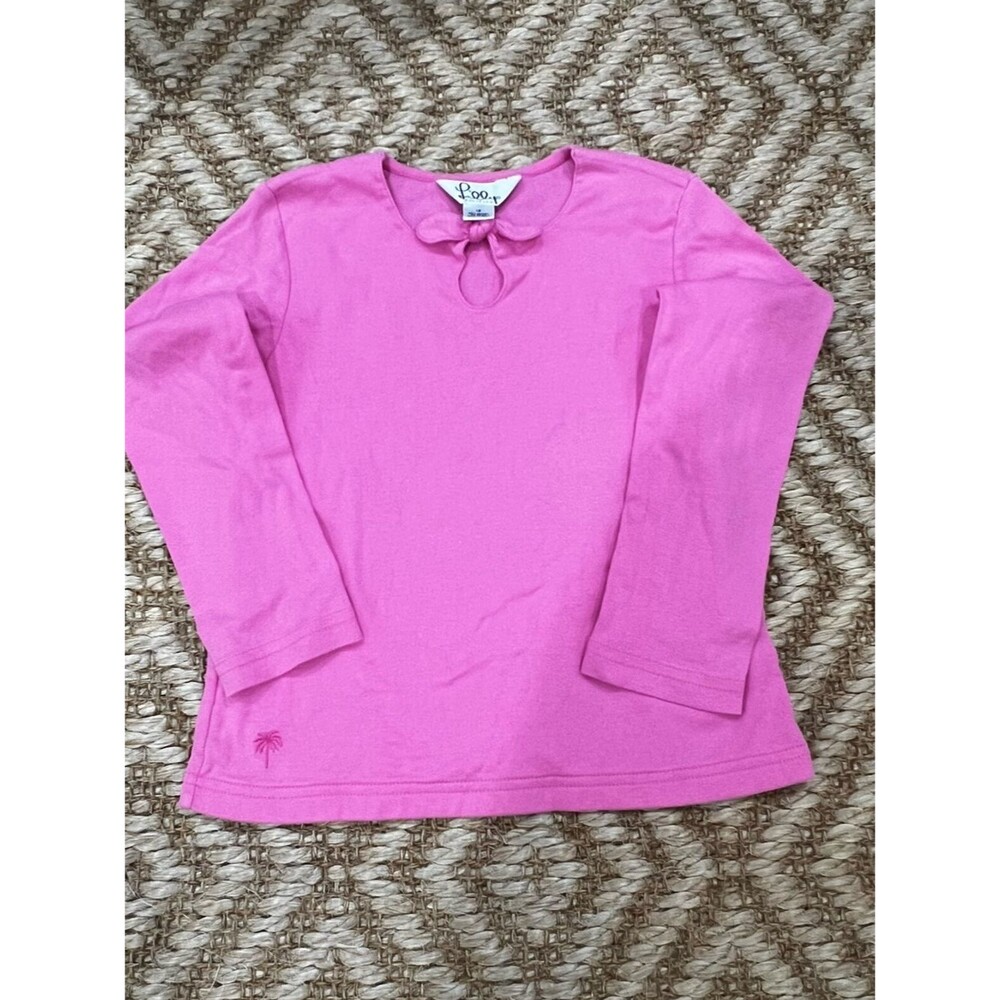 Girls' Pink Long-Sleeve Keyhole Top
